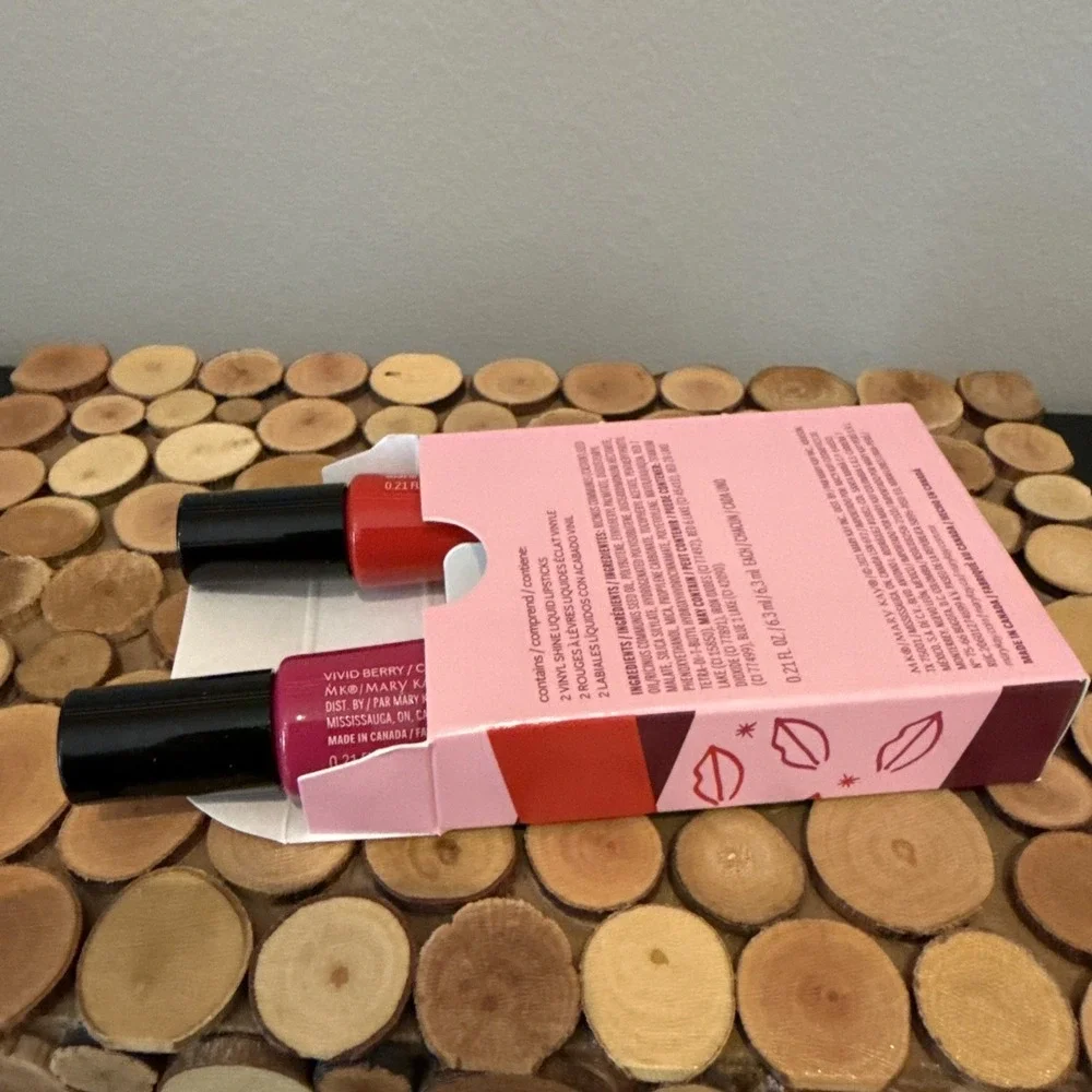 Mary Kay Vinyl Shine‎ Liquid Lip Set LUMINOUS RED & VIVID BERRY NIB